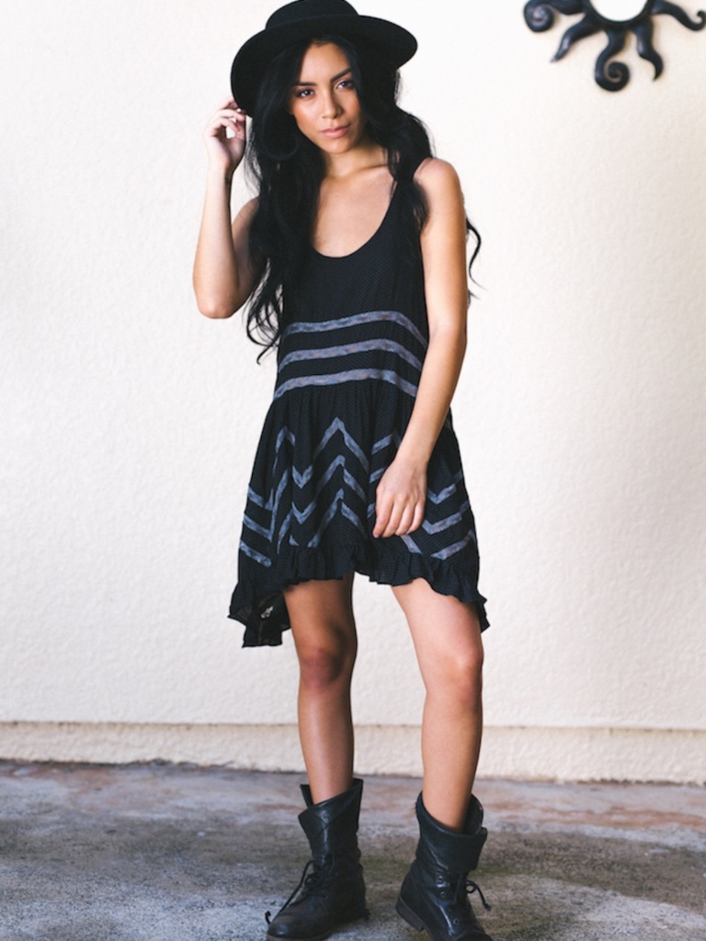 🎉 FREE PEOPLE Voile & Lace Trapeze Slip Dress